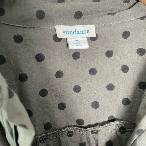 Sundance | Lively Days Army Green Polka Dot Tunic Blouse Feminine Cotton - Picture 4 of 7